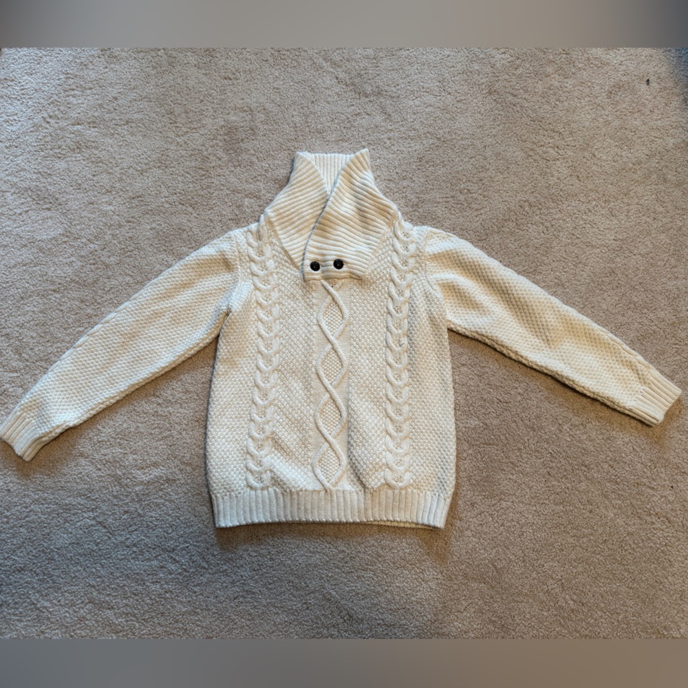 Janie & Jack Boy’s Cream Cable Knit Sweater Size 5